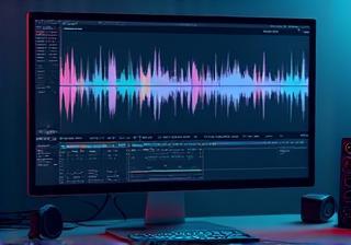 Audio waveform displayed on a computer screen illustrating editing