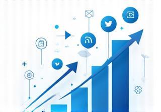 Growth graph overlaid on social media icons representing marketing